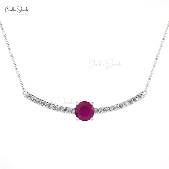 Statement Ruby & Diamond 14K Gold Birthstone Necklace For Her