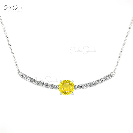 Pendant Necklace Yellow Sapphire Radiant Cut Sterling Silver