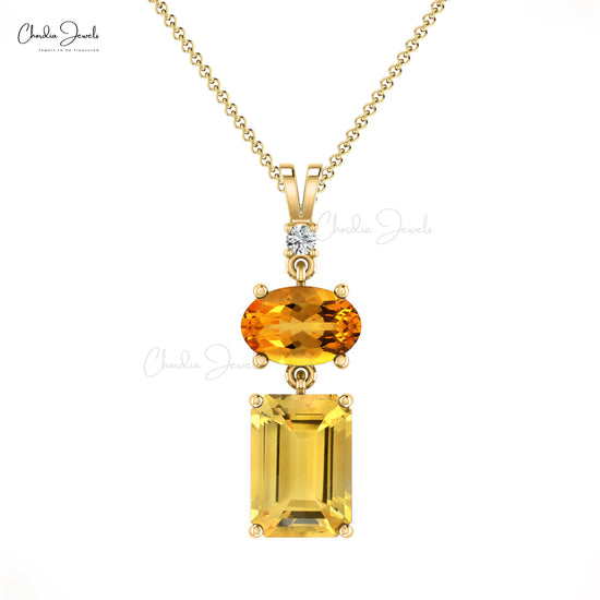 Natural Citrine and Diamond Pendant