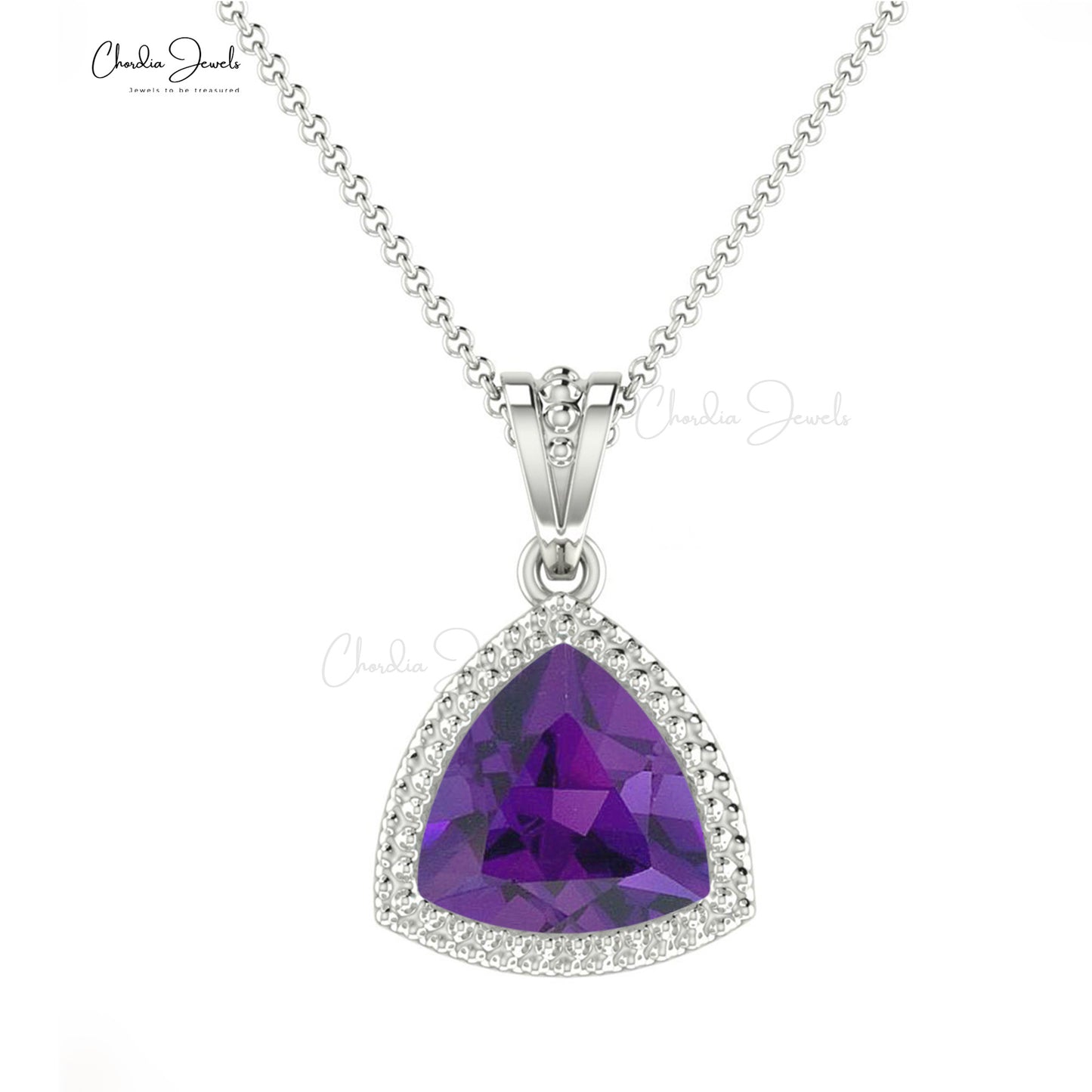 Natural Amethsy Pendant With Diamond