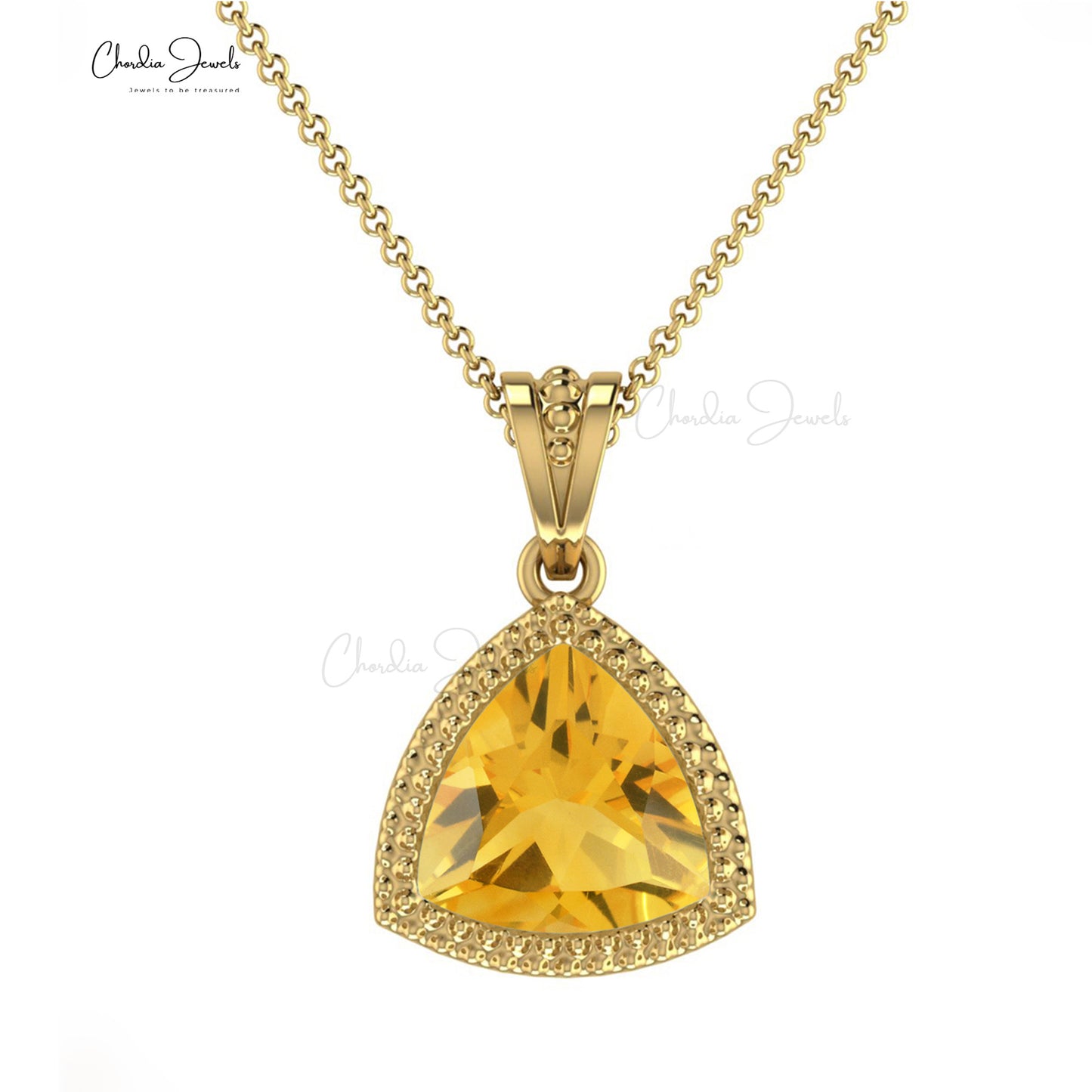 Natural Yellow Citrine Pendant Necklace November Birthstone Gemstone Pendant in 14 Pure Gold Light Weight Jewelry For Gift