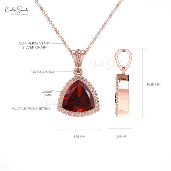 Natural Garnet and Diamond Pendant Jewelry