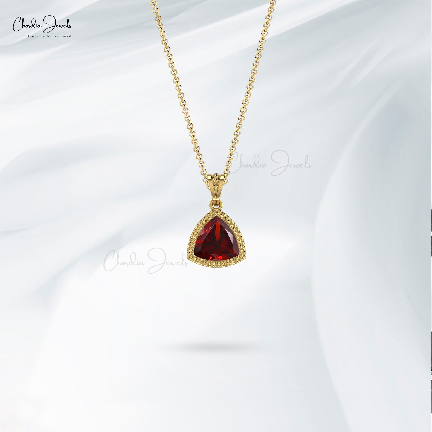 Natural Garnet and Diamond Pendant Jewelry