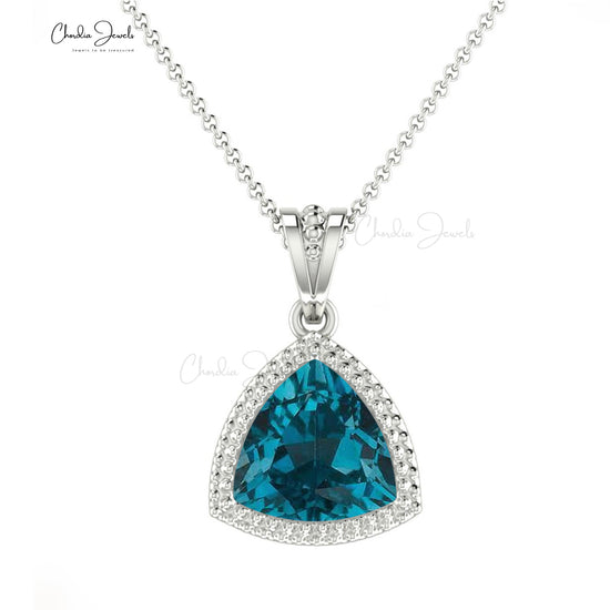 Genuine London Blue Topaz Pendant