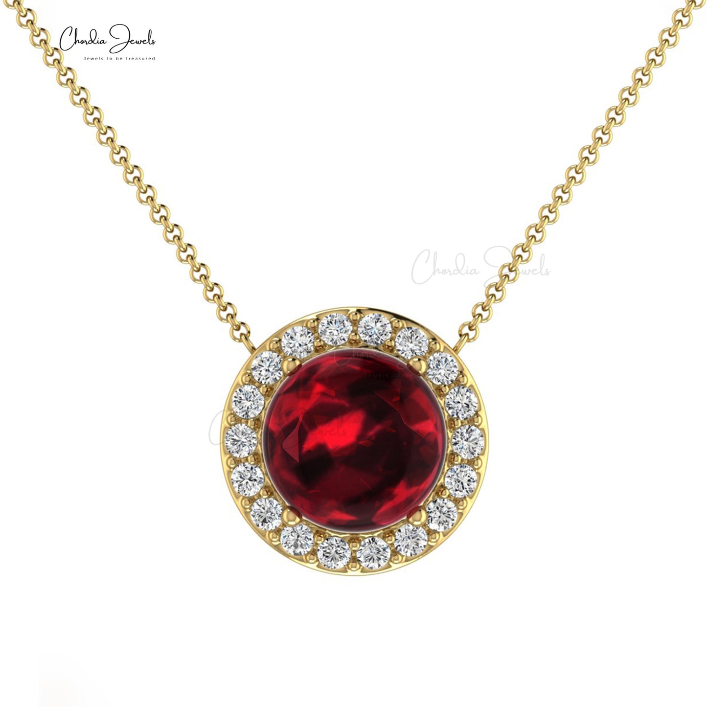 Load image into Gallery viewer, Genuine Garnet Diamond Halo Hidden Bail Necklace 14k Gold Jewelry
