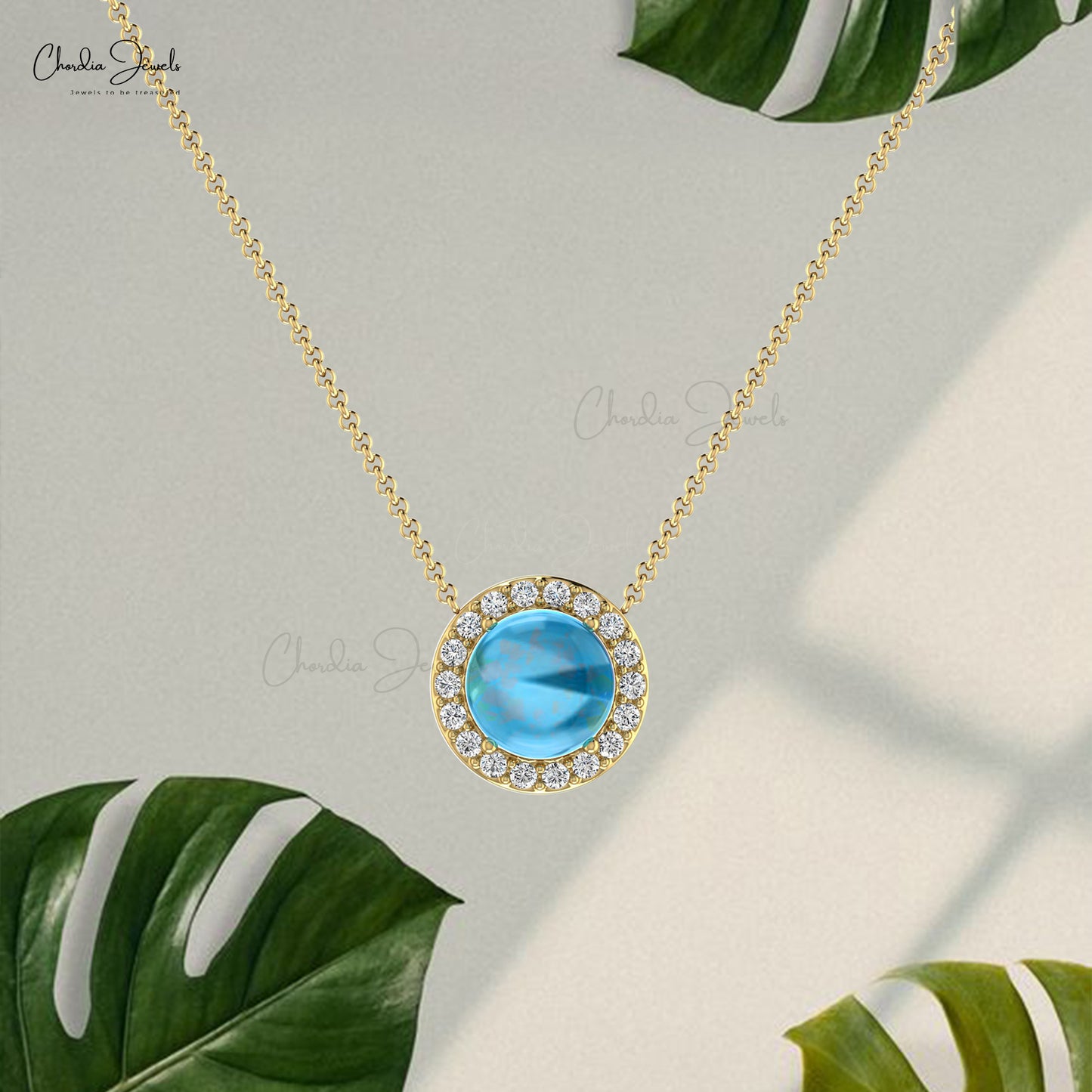 Blue Topaz Halo Necklace