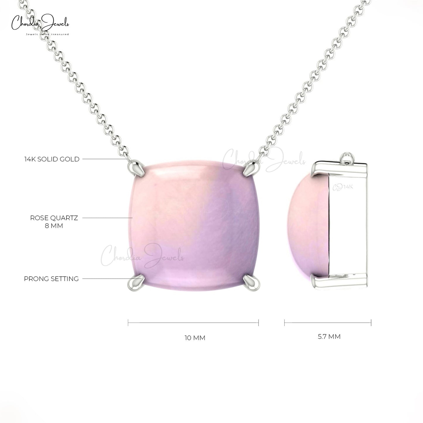 Rose Quart Solitaire Necklace