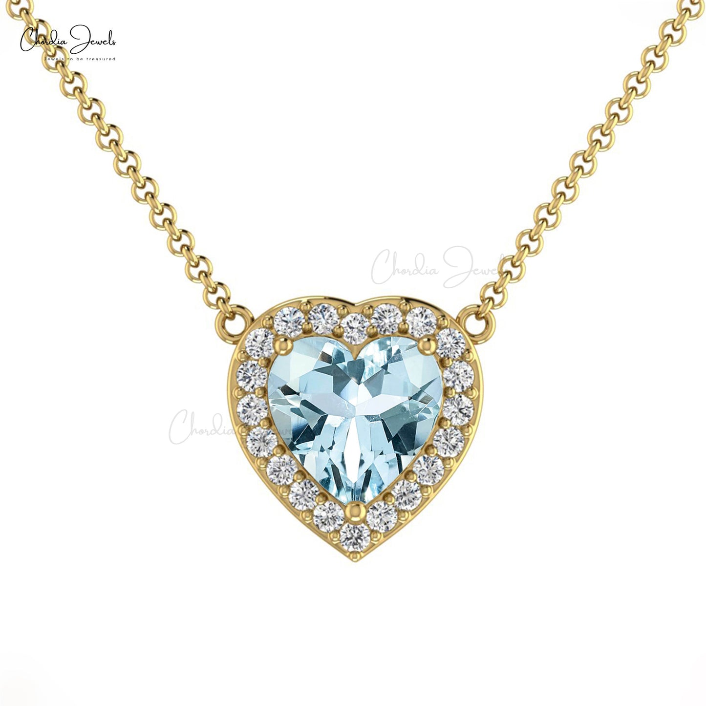 Load image into Gallery viewer, Natural Aquamarine Necklace in 14k Solid Gold Diamond Halo Necklace
