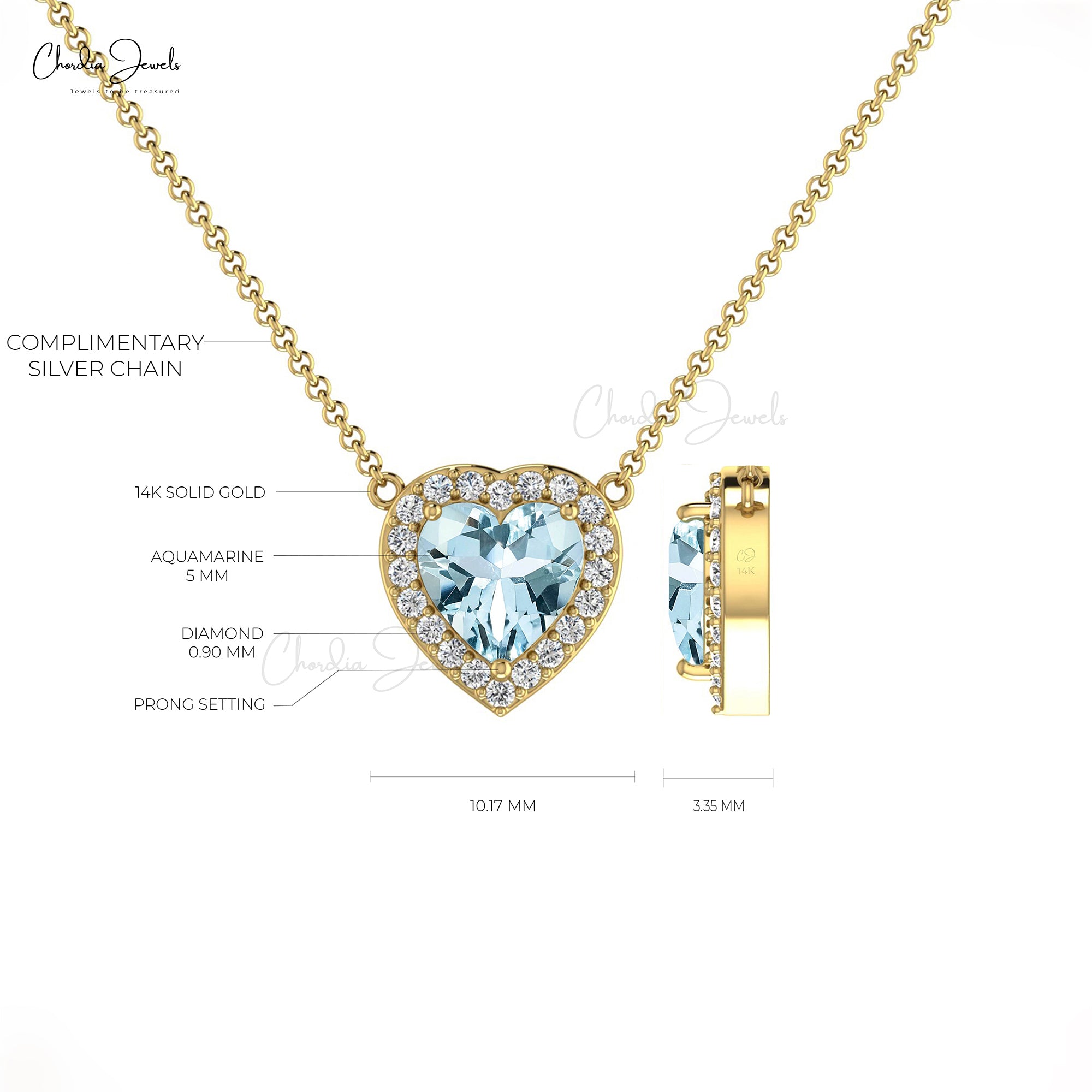 Buy Gold Aquamarine Necklaces Online | PurpleMay Jewellery