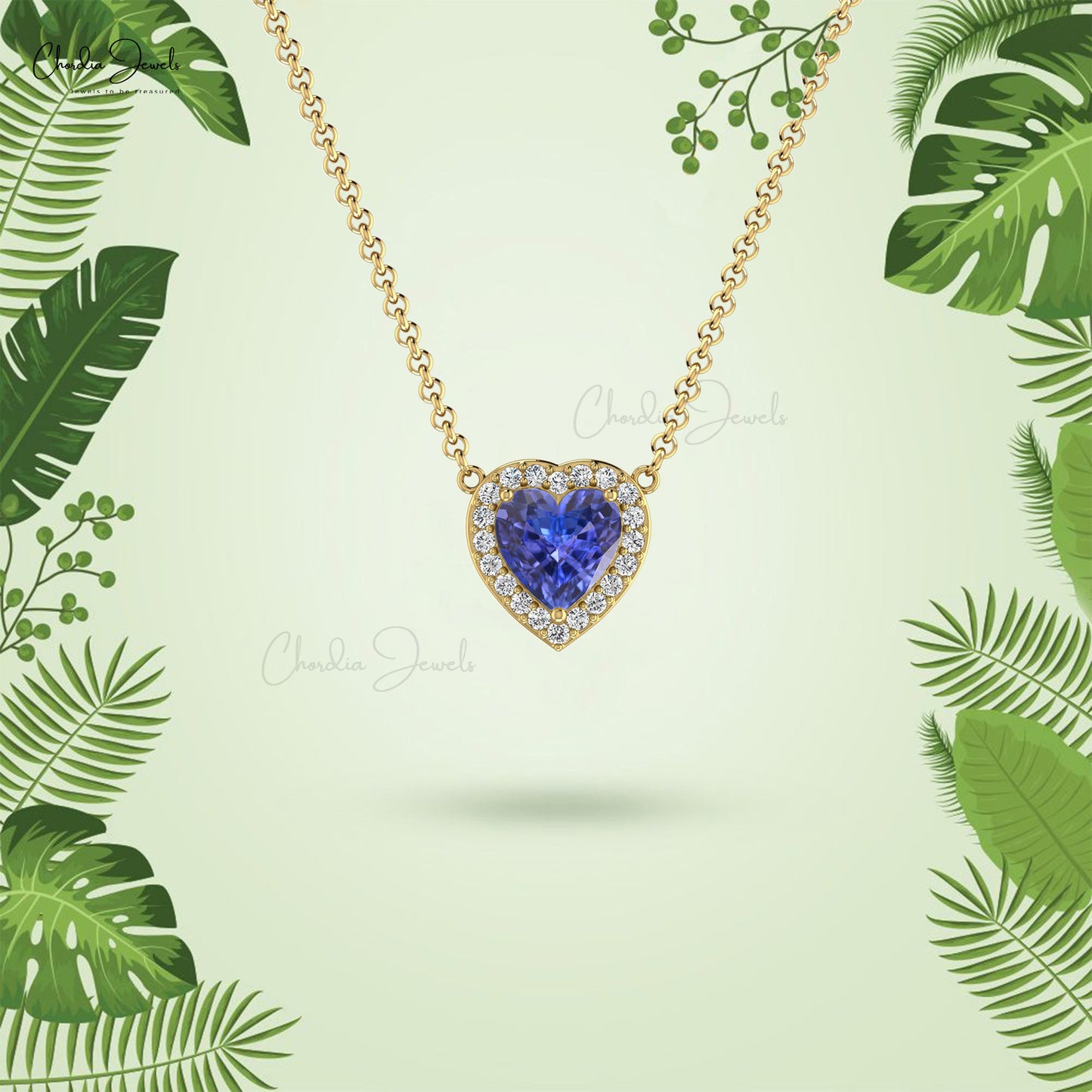 Load image into Gallery viewer, Heart Shape Gemstone Halo Necklace With Diamonds
