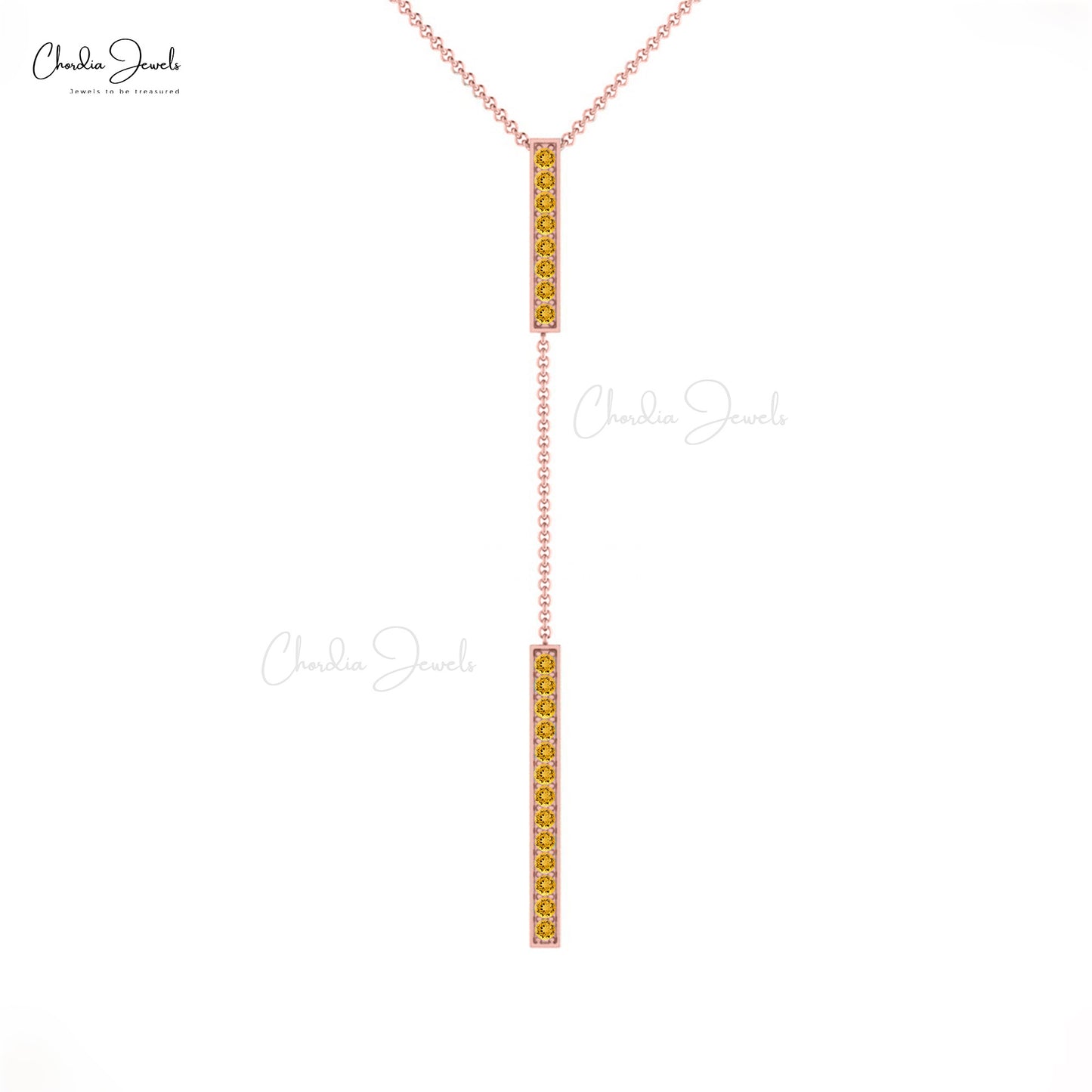 Lariat Thin Chin Necklace In Real 14k Gold Citrine 2mm Gemstone Y Drob Bar Necklace