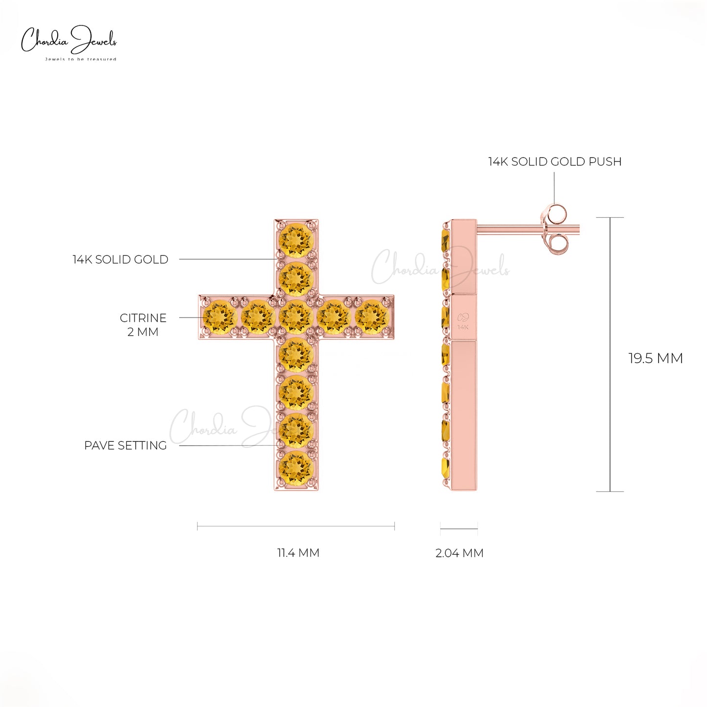 Citrine Cross Earrings