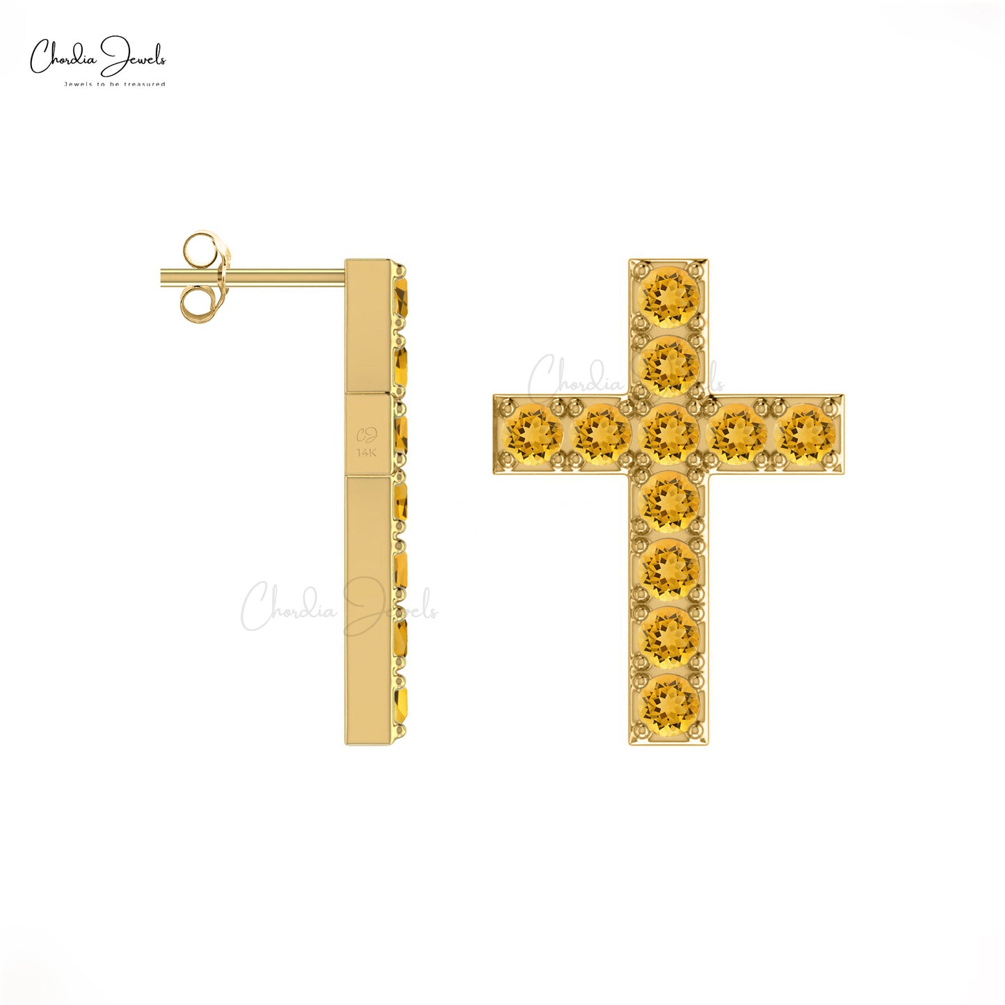 Citrine Cross Earrings