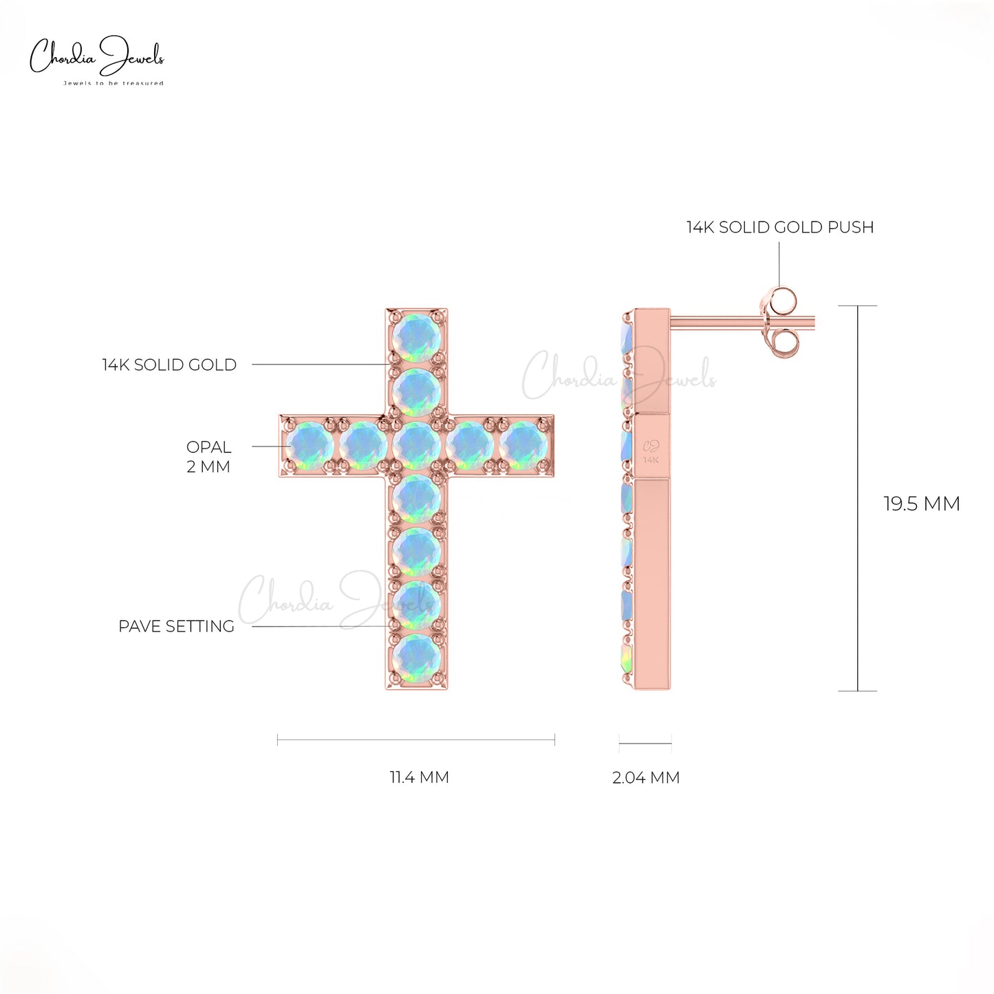 Authentic Opal Cross Stud Earrings