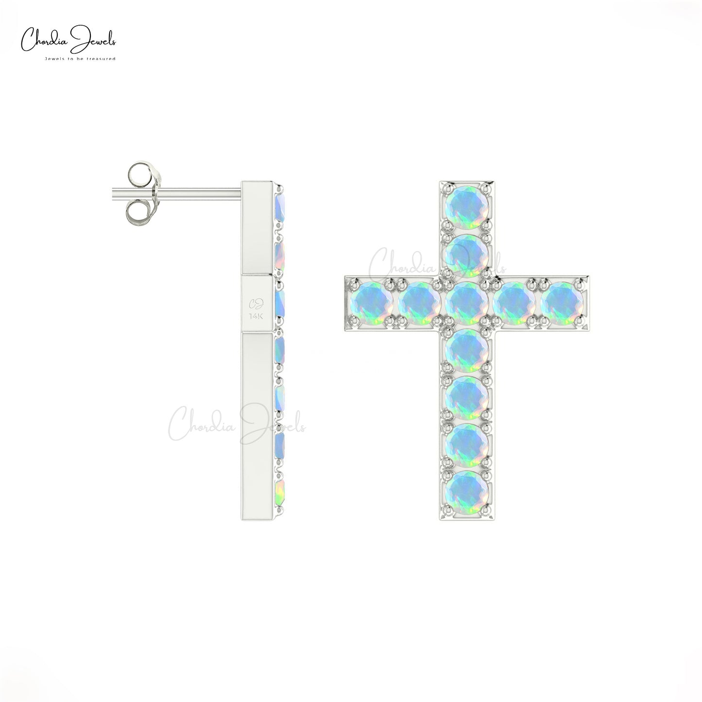 Load image into Gallery viewer, Authentic Opal Cross Stud Earrings
