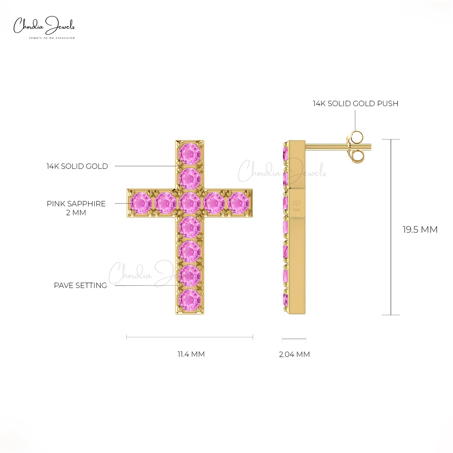 Load image into Gallery viewer, Pink Sapphire Religious Studs
