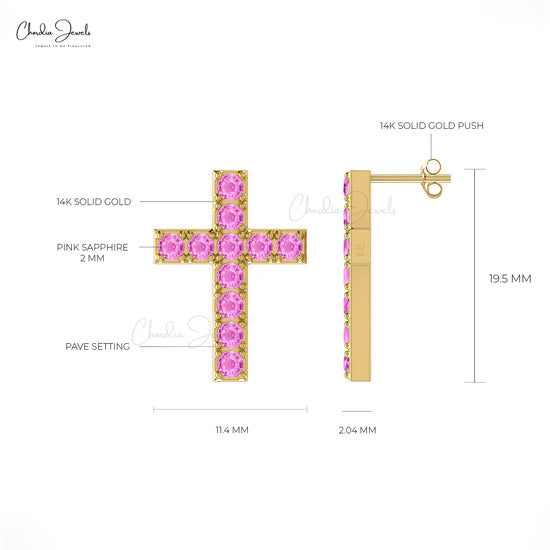 Pink Sapphire Religious Studs