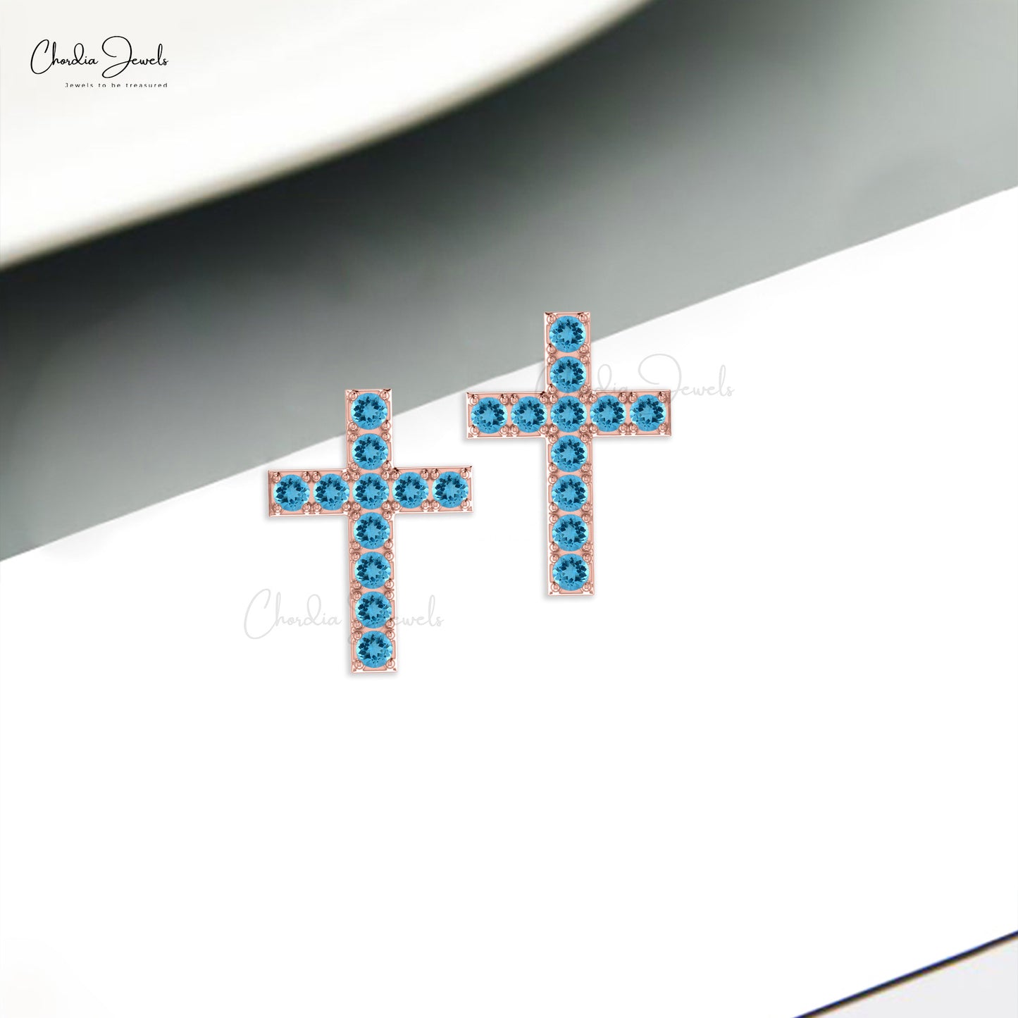 Swiss Blue Topaz Cross Studs