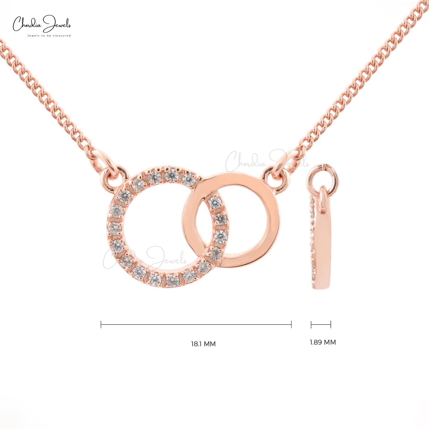 Newgrange Rose Gold Interlocking Diamante Ring Necklace | Buy Online Foys.ie