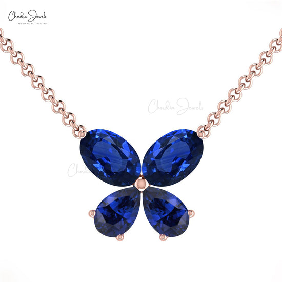 Blue Sapphire Butterfly Necklace