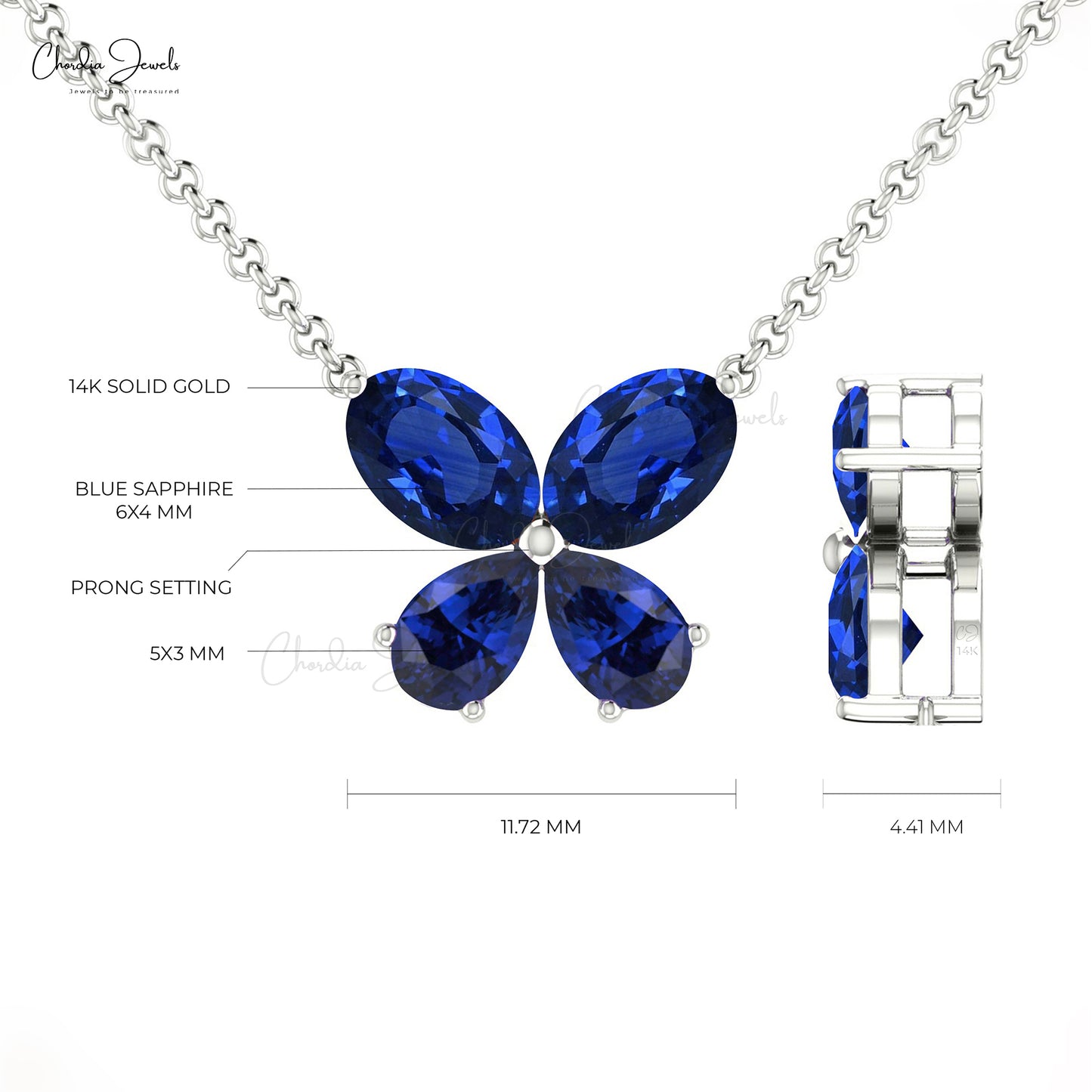 Load image into Gallery viewer, Blue Sapphire Butterfly Necklace
