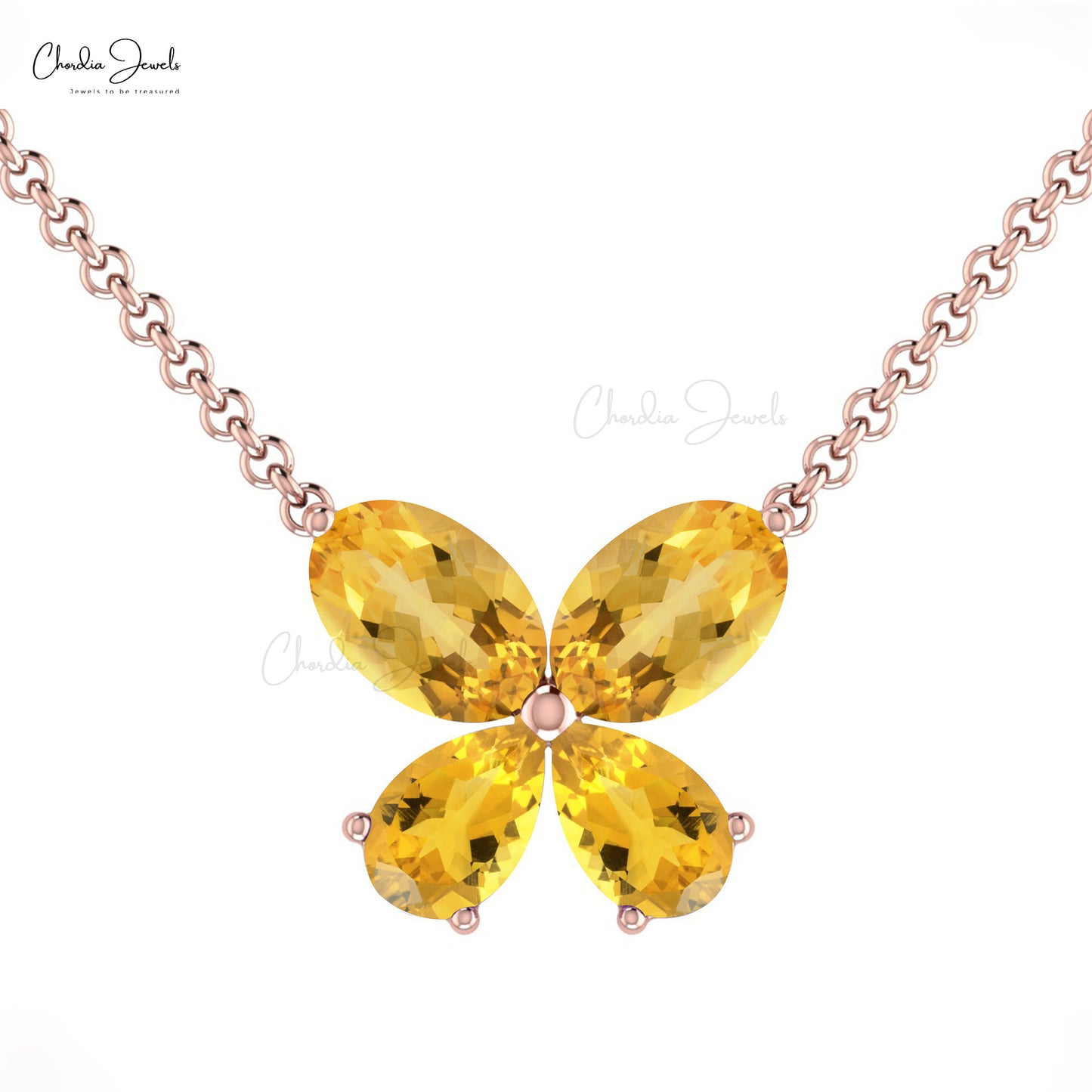 Load image into Gallery viewer, Elegant Trendy Oval Shape Natural Yellow Citrine Gemstone Butterfly Necklace Pendant 14k Pure Gold Necklace Minimalist Jewelry For Women
