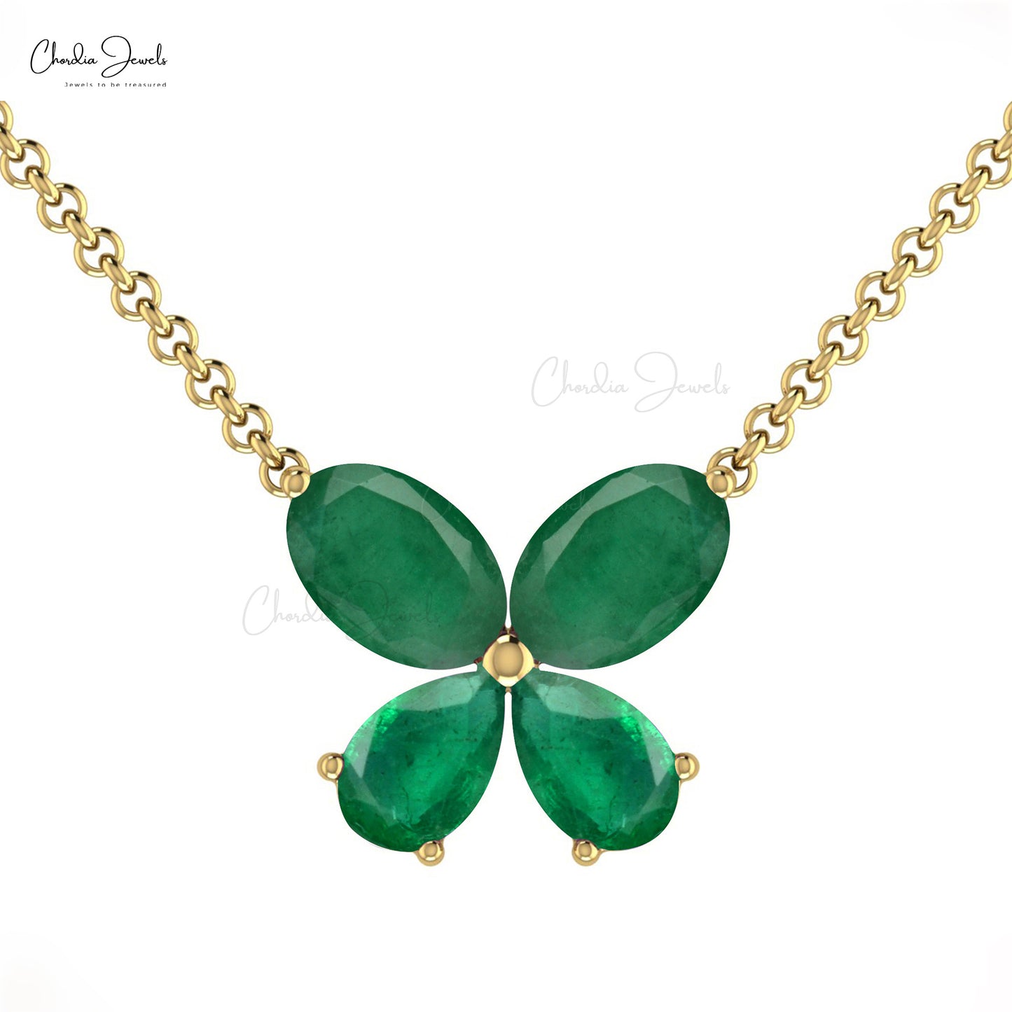 Load image into Gallery viewer, Dainty Butterfly Necklace Real 14k Gold Minimalistic Pendant Necklace Studded With Genuine Green Emerald Jewelry for Birthday Gift
