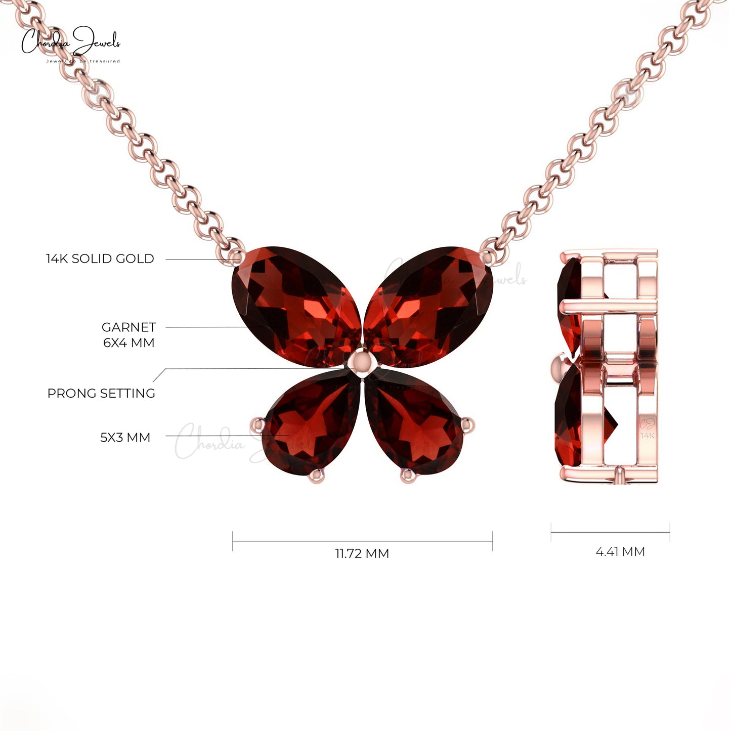 Buy Garnet Butterfly Necklace