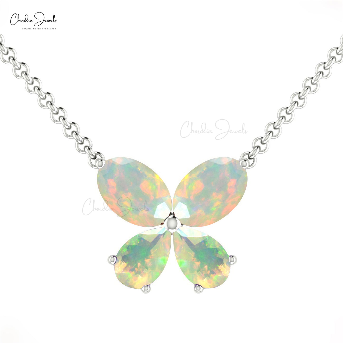 Exquisite Genuine Fire Opal Butterfly Necklace Pendant 14k Real Gold Charms Necklace Oval Shape Gemstone Jewelry For Engagement Gift