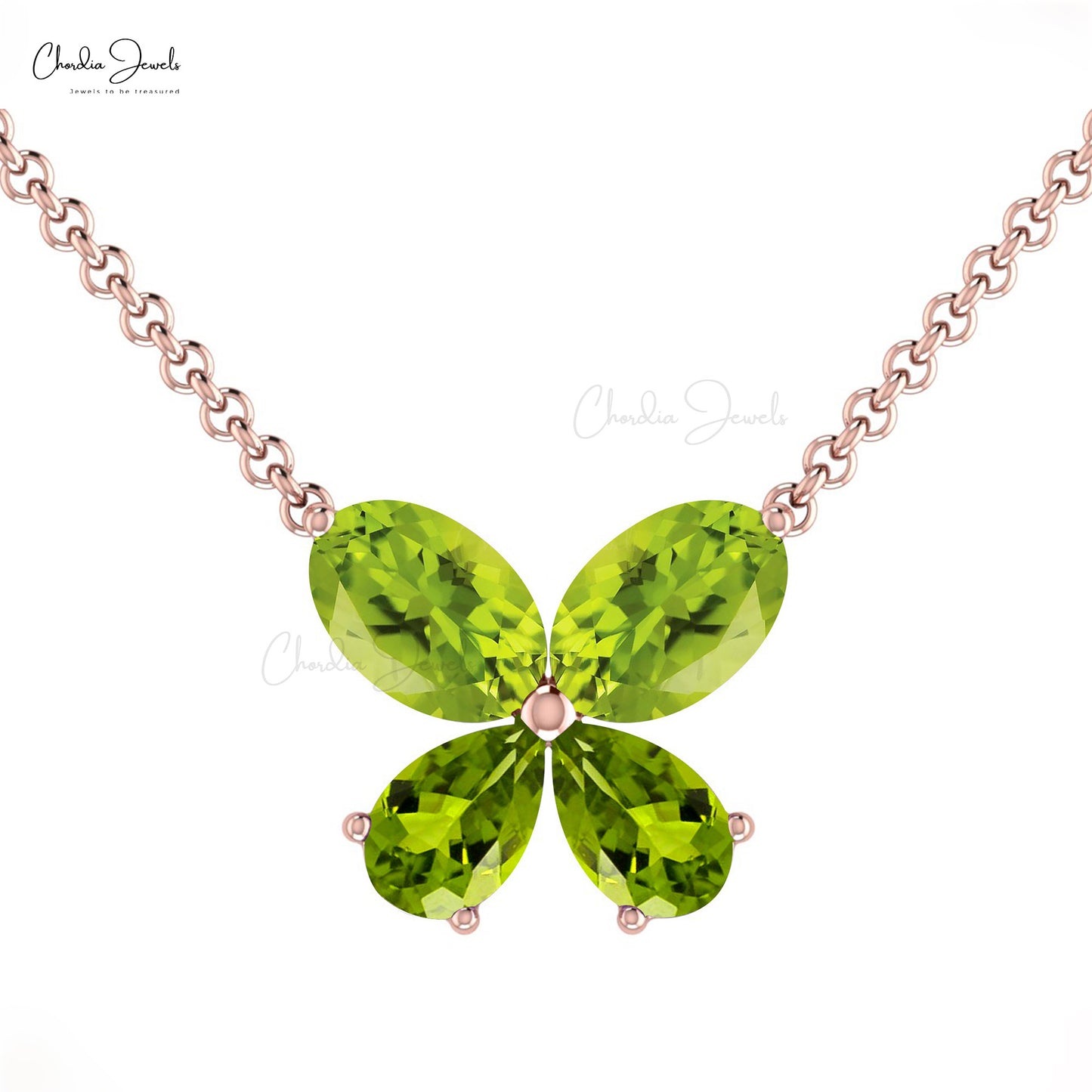 Solid 14k Gold Authentic Peridot Delicate Butterfly Necklace 