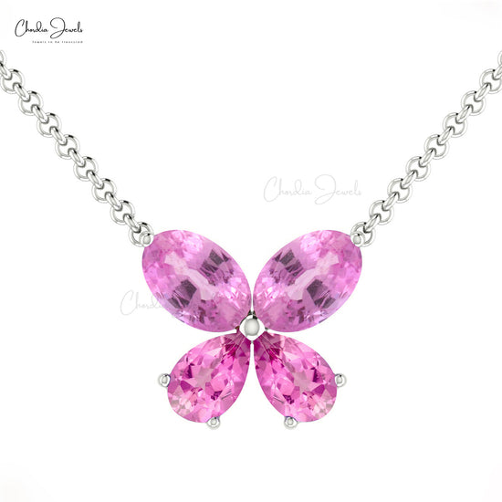 Natural Pink Sapphire Butterfly Necklace