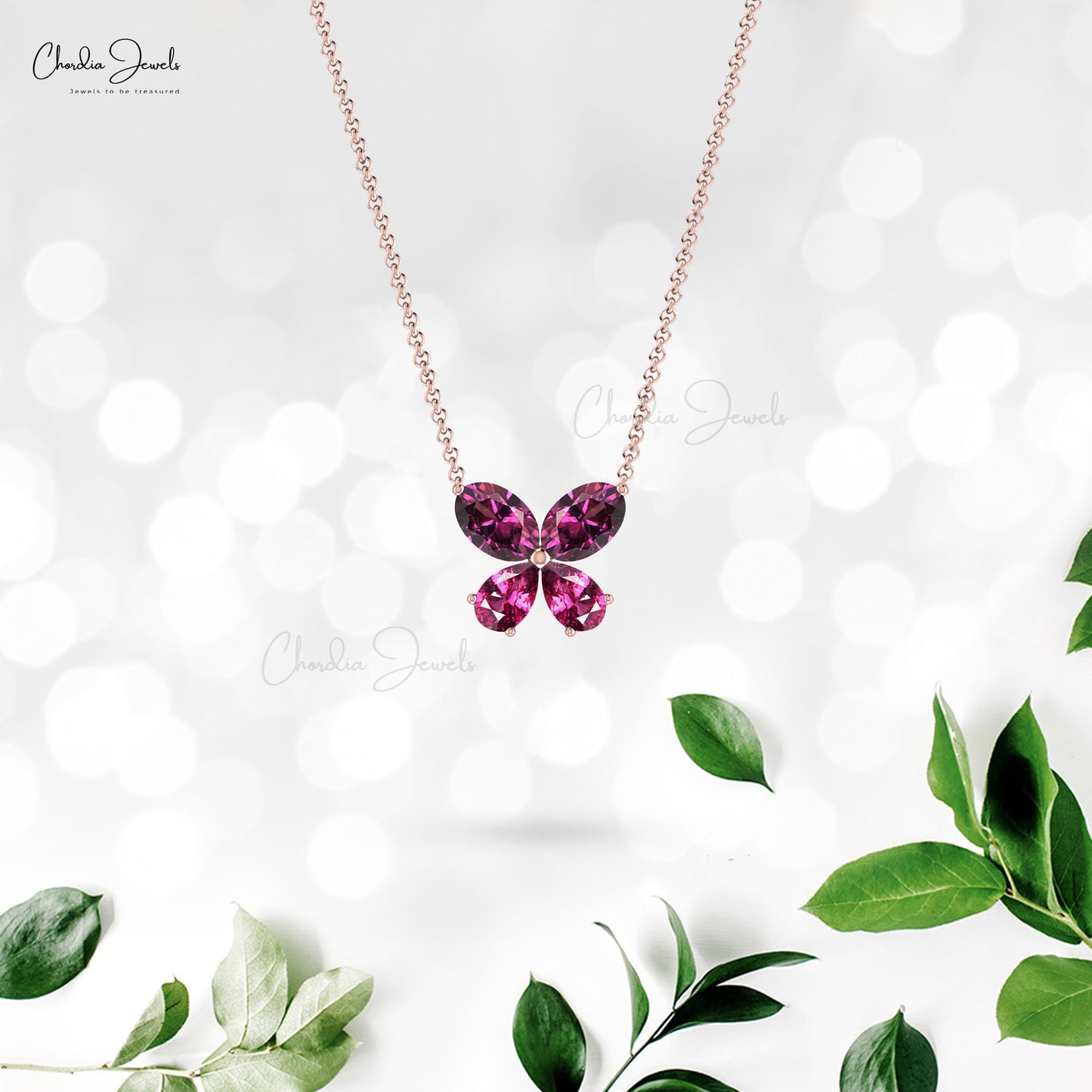 Rhodolite Garnet Butterfly Necklace