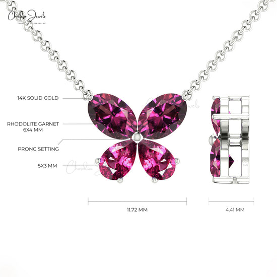 Rhodolite Garnet Butterfly Necklace