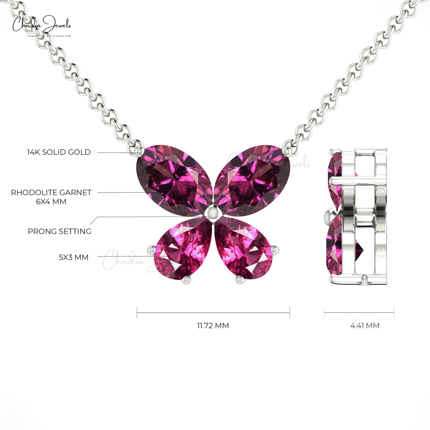 Load image into Gallery viewer, Rhodolite Garnet Butterfly Necklace
