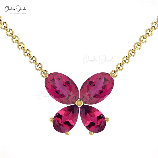 Real Tourmaline Butterfly Necklace 