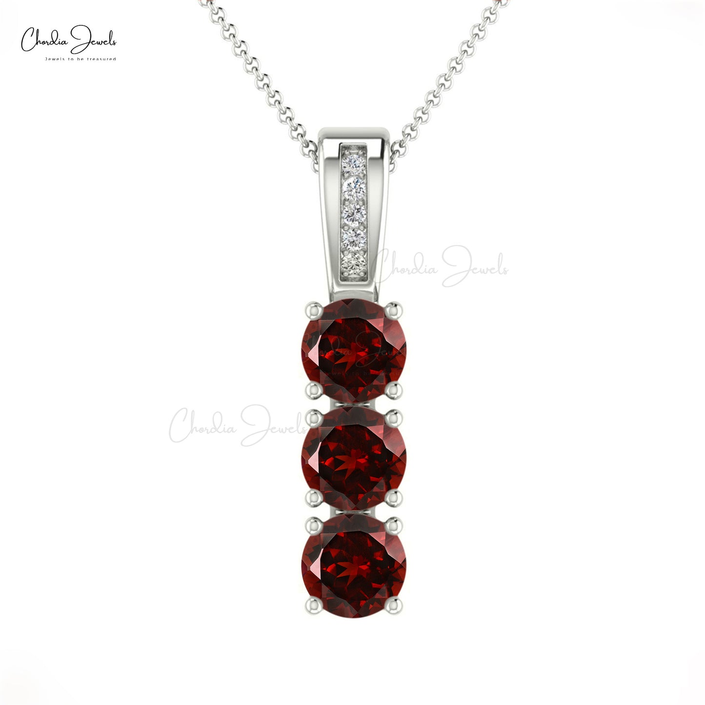 Genuine Garnet and Diamond Pendant