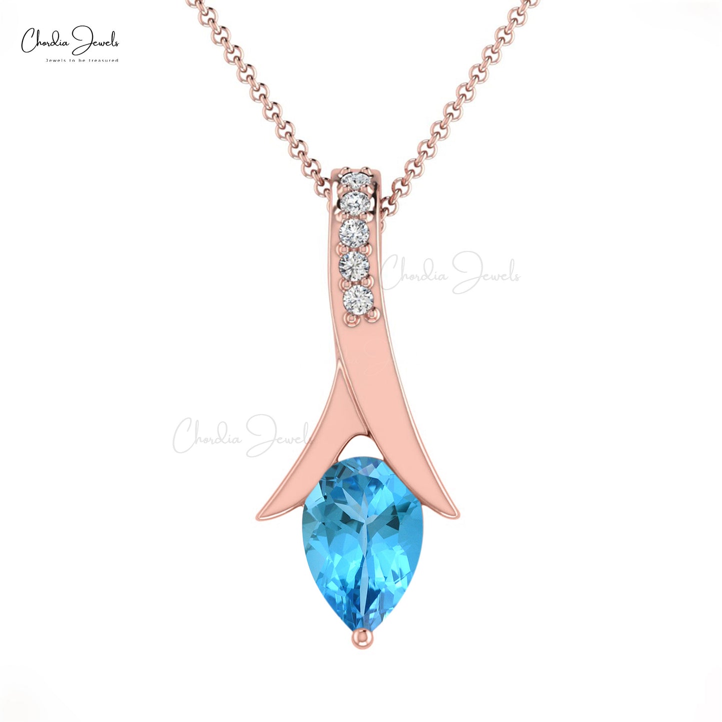 Rose gold hotsell blue topaz necklace