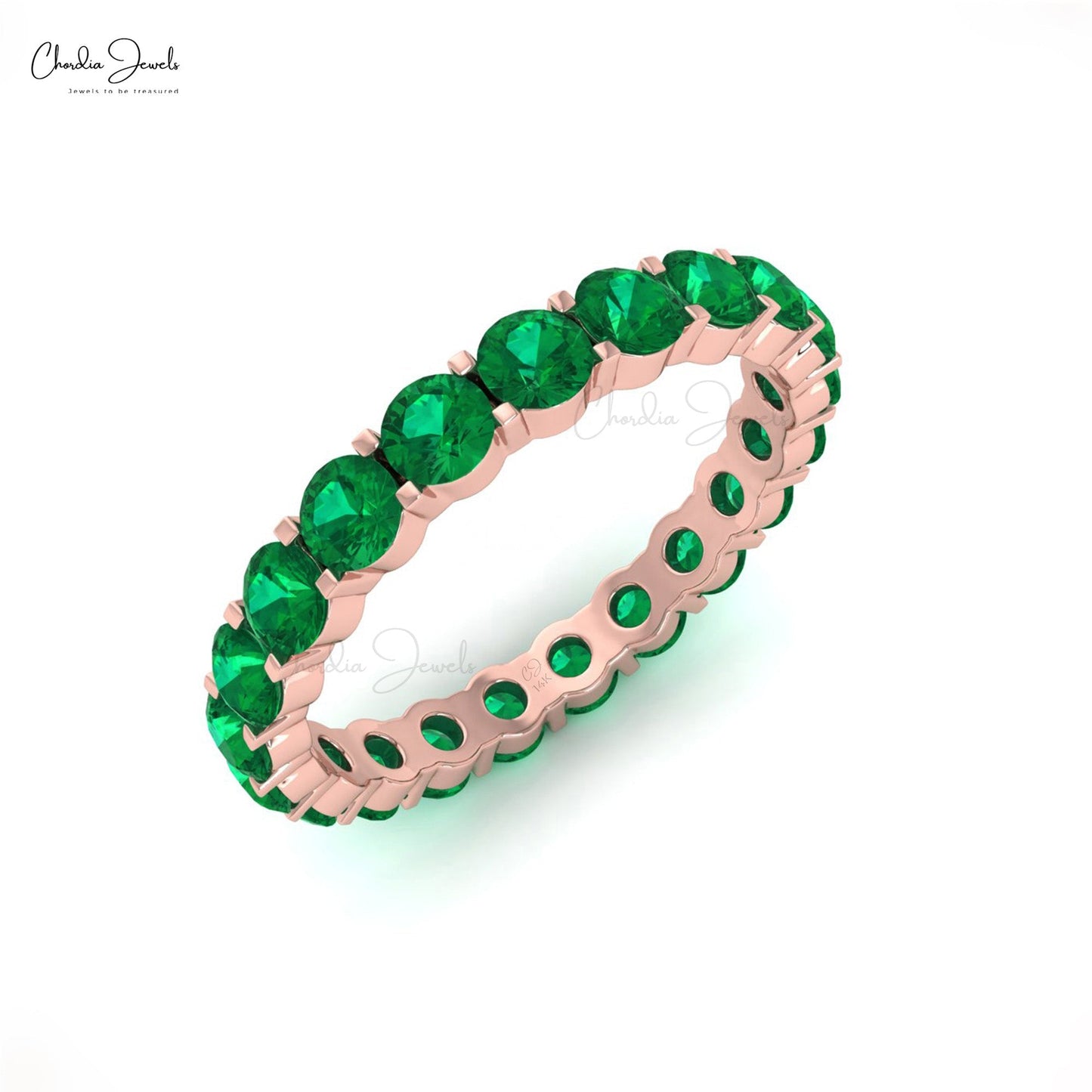 Load image into Gallery viewer, Natural Emerald Eternity Band in 14k Solid Gold for Women
