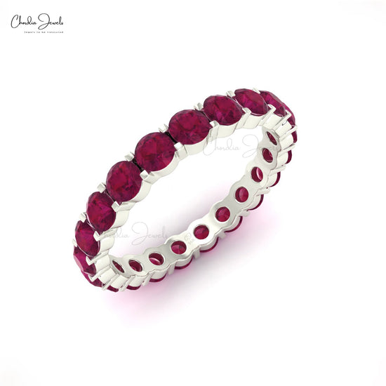 Load image into Gallery viewer, Petite Natural Round Cut Ruby Eternity Stackable Wedding Ring
