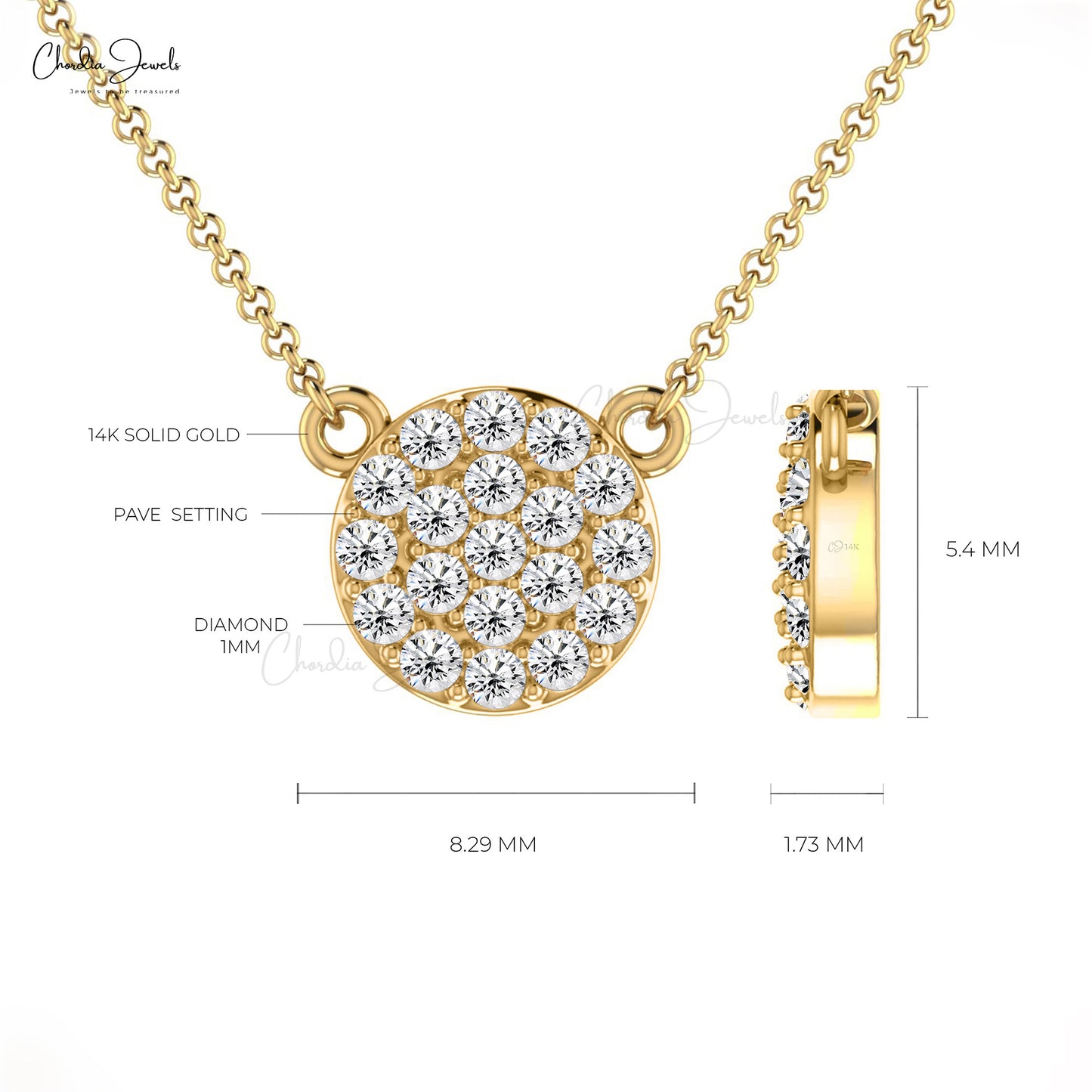 Gorgeous Diamond Dainty Necklace in 14K gold for Wedding Gift