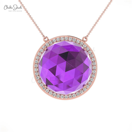 Pale Amethyst Crystal Pendant, Yellow Gold and Diamond – Roseark