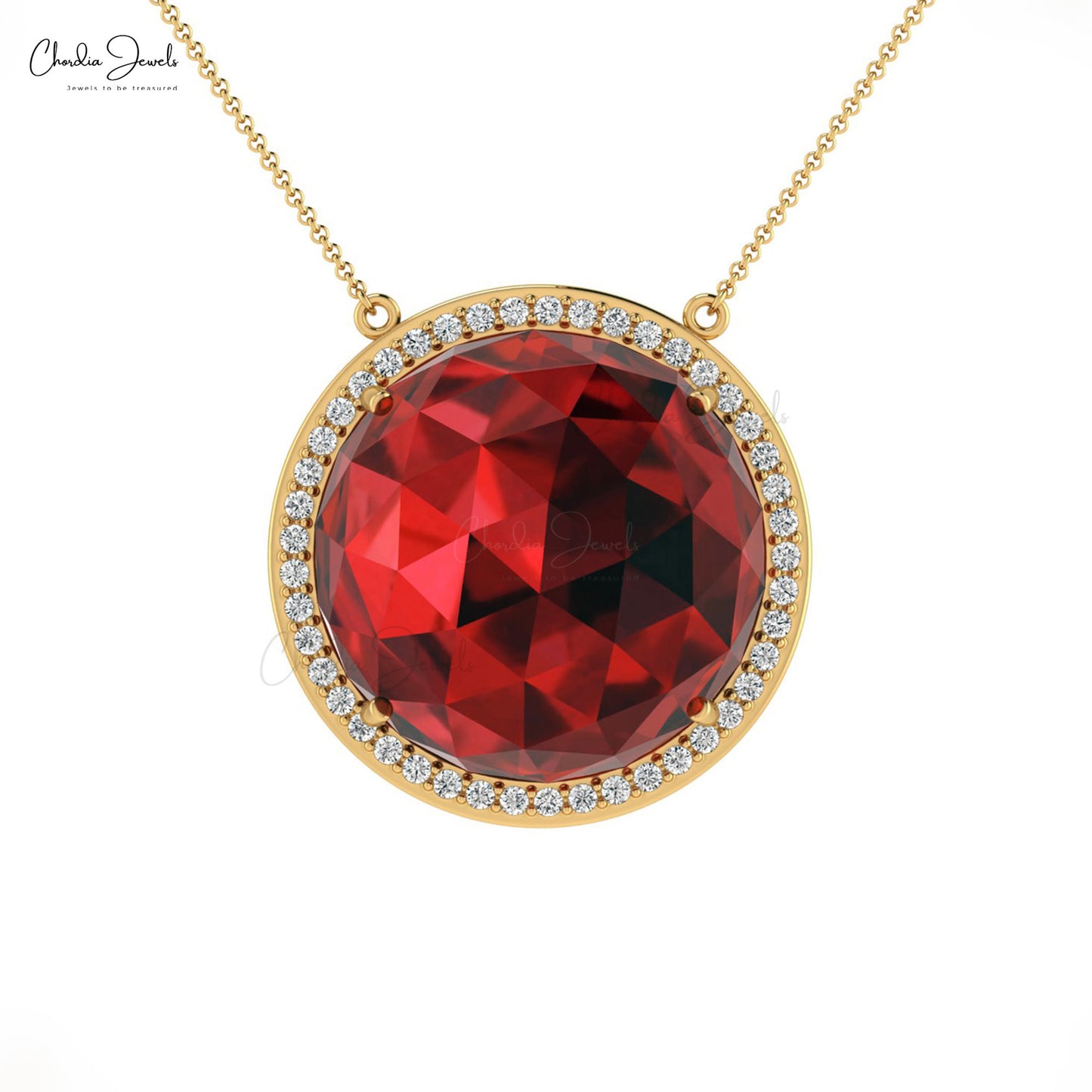 Load image into Gallery viewer, Natural Garnet Necklace in 14k Solid Gold Diamond Necklace
