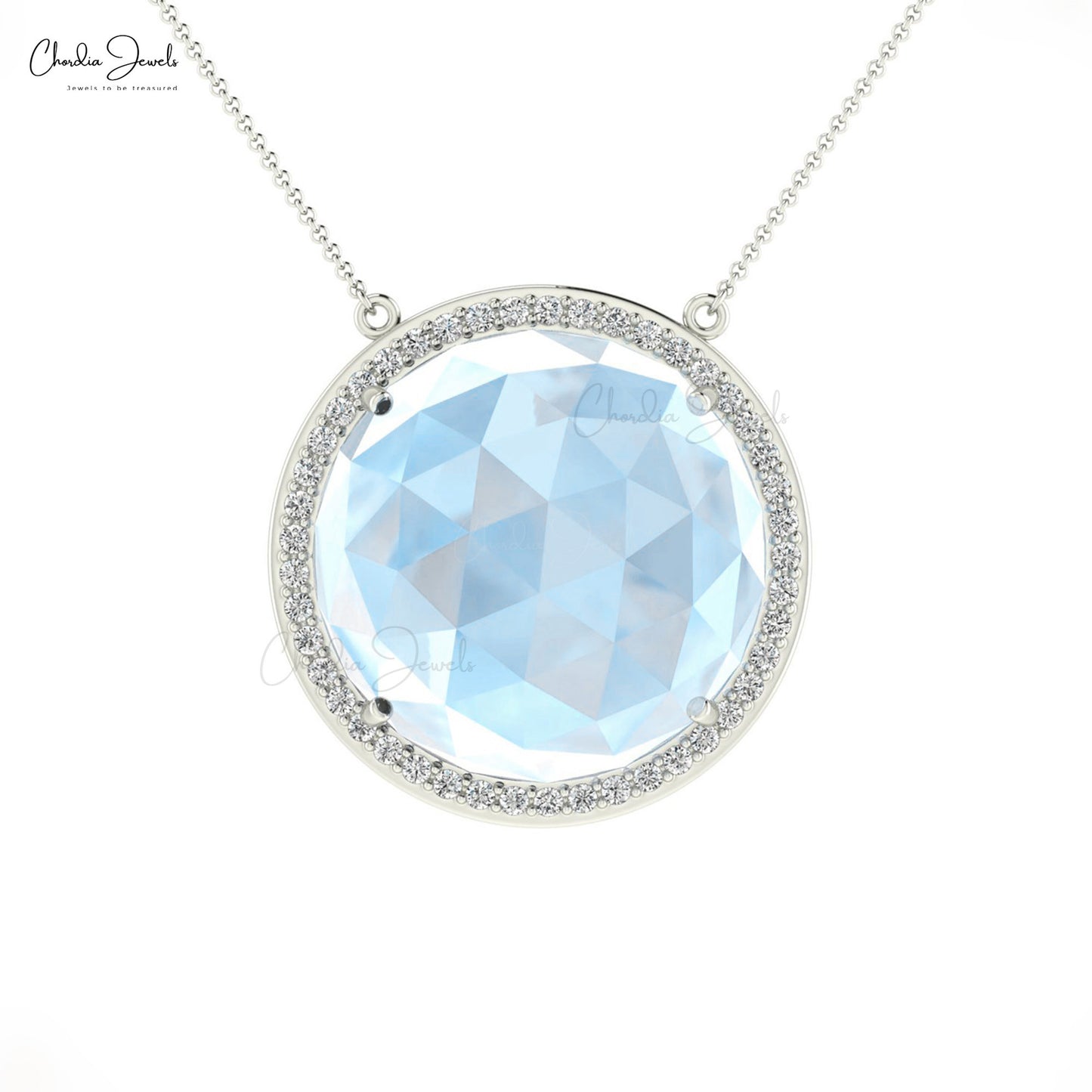 Natural Rainbow Moonstone Necklace 14k Solid Gold Diamond Necklace 1