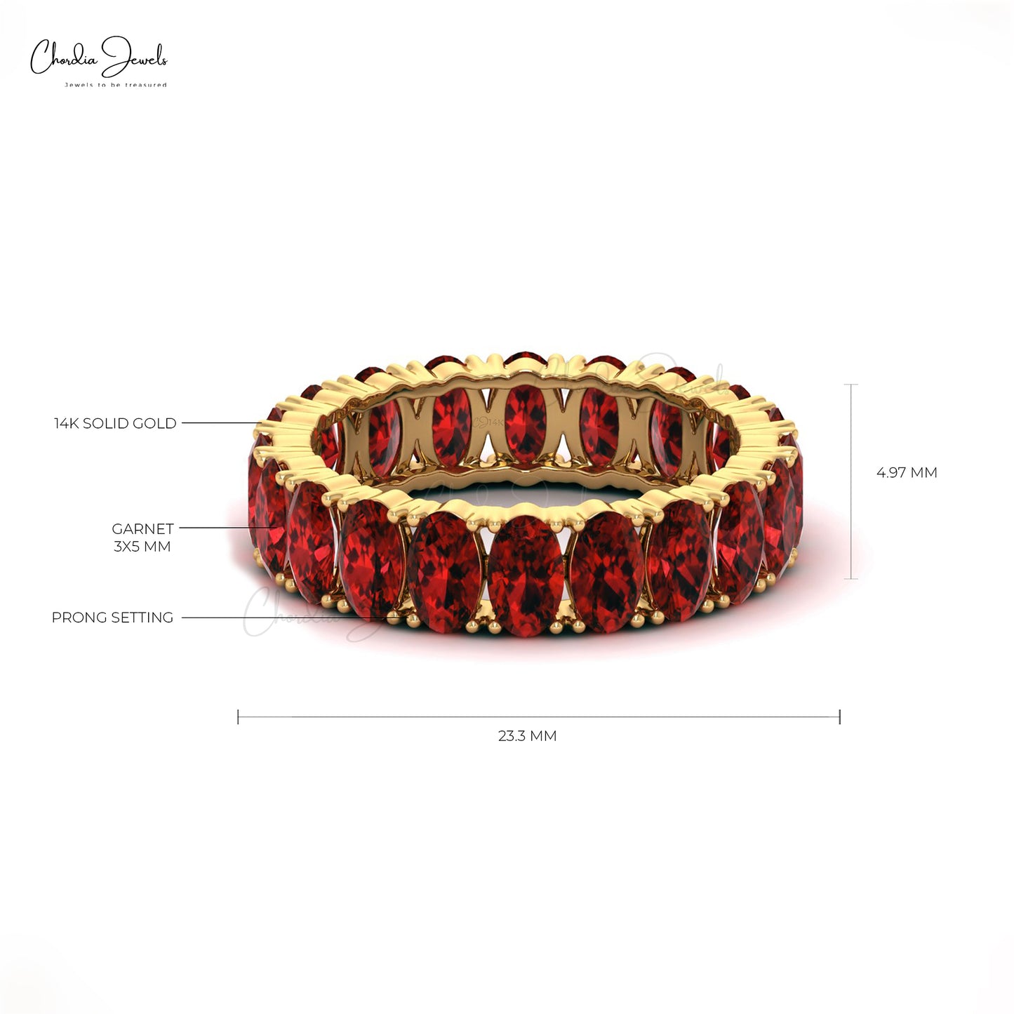 Natural Garnet Eternity Band in14k Solid Gold