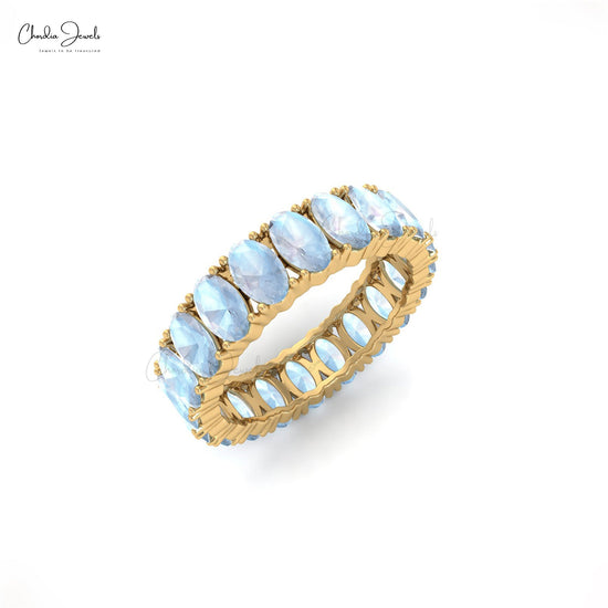 Rainbow Moonstone Eternity Gemstone Band Ring for Woman in 14K Gold