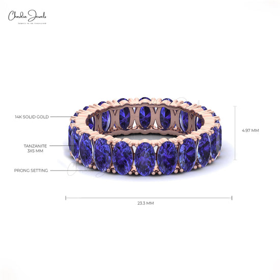 Load image into Gallery viewer, Natural Tanzanite Eternity Ring in 14k Solid Gold
