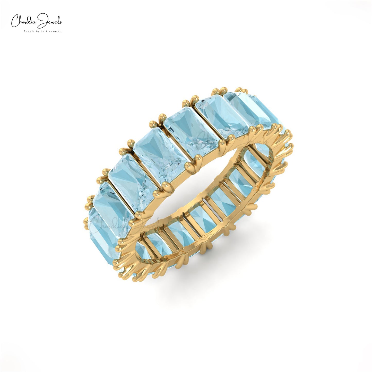 Load image into Gallery viewer, Natural Aquamarine Full Eternity Band in14k Solid Gold Eternity Band Ring
