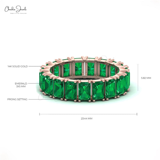 Load image into Gallery viewer, Natural Emerald Full Eternity Band For Wome in 14k Solid Gold.
