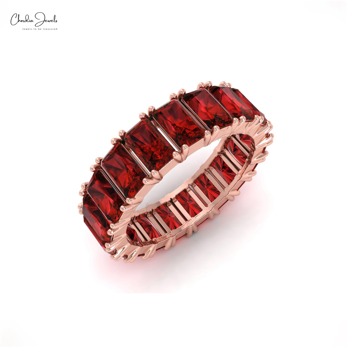 Natural Garnet Full Eternity Band in 14k Solid Gold