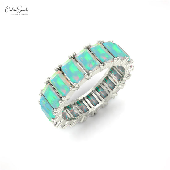 Octagon Opal Band Ring